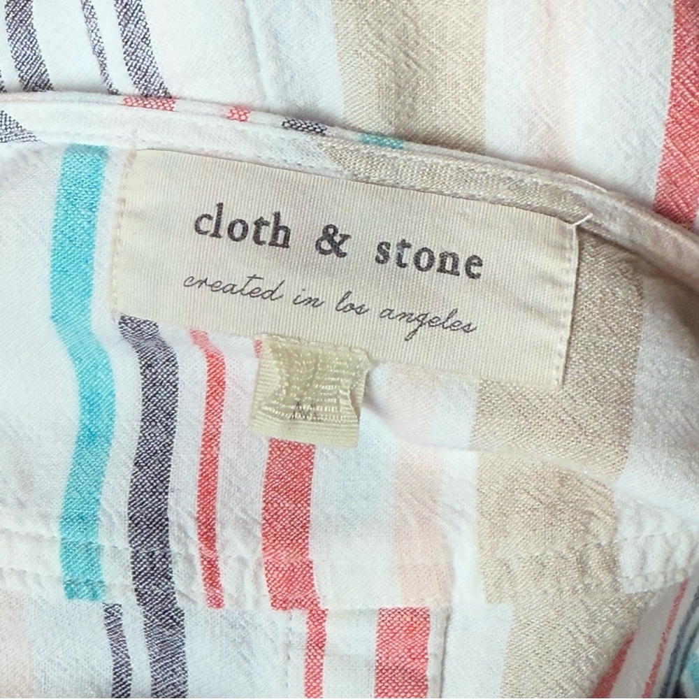 Anthropologie Cloth & Stone Striped Linen Blend Shift Dress Sz M - Picture 6 of 8